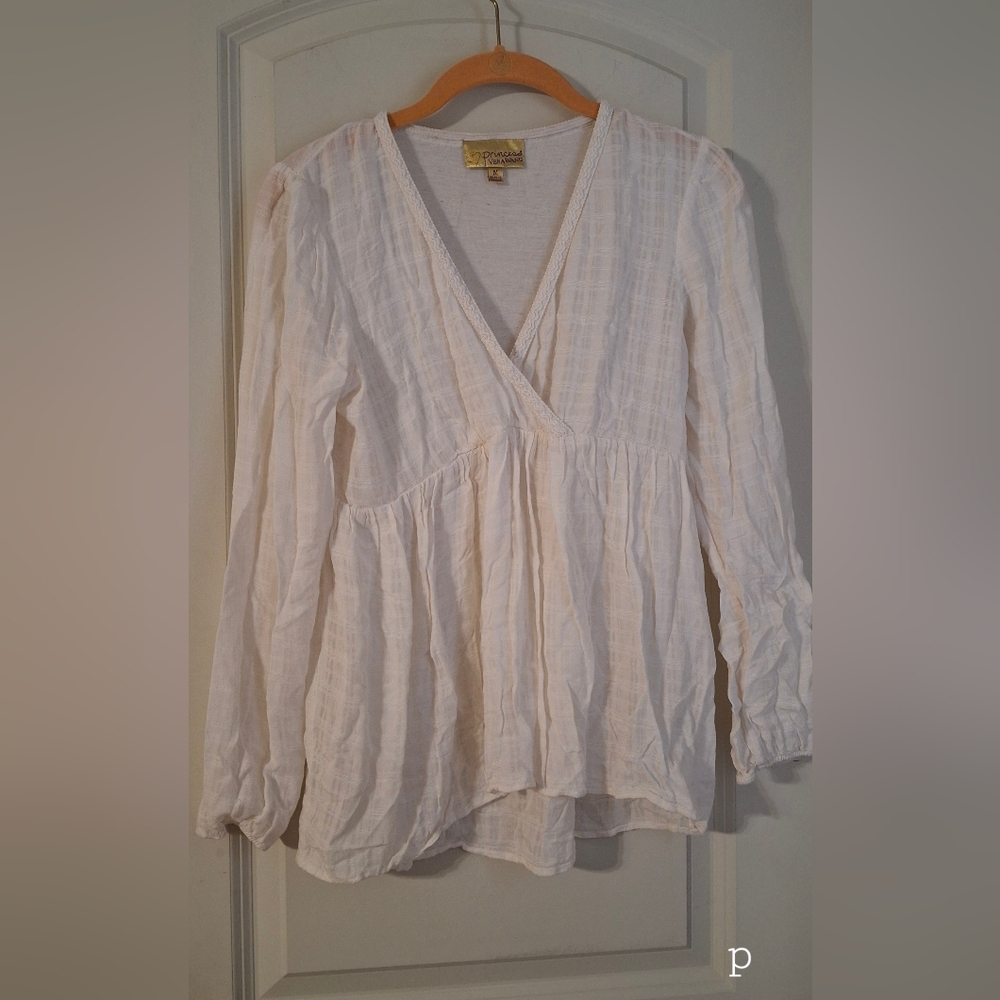 Princess vera wang y2k Mwomens top long sleeve milkmaid cottagecore bella baggy